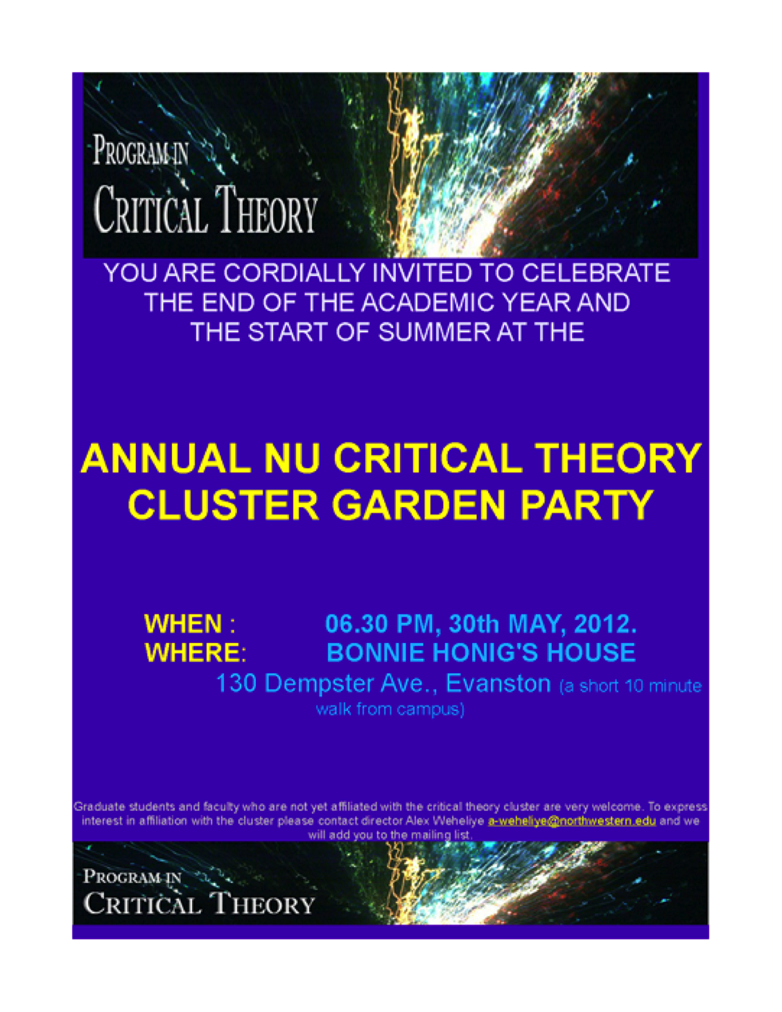 Critical Theory Cluster Garden Party